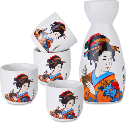Japanisches Sake Set aus Steinzeug 5-teilig in Geschenkverpackung