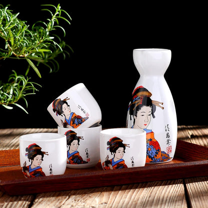 Japanisches Sake Set Steinzeug 5-teilig Sake Flasche 4
