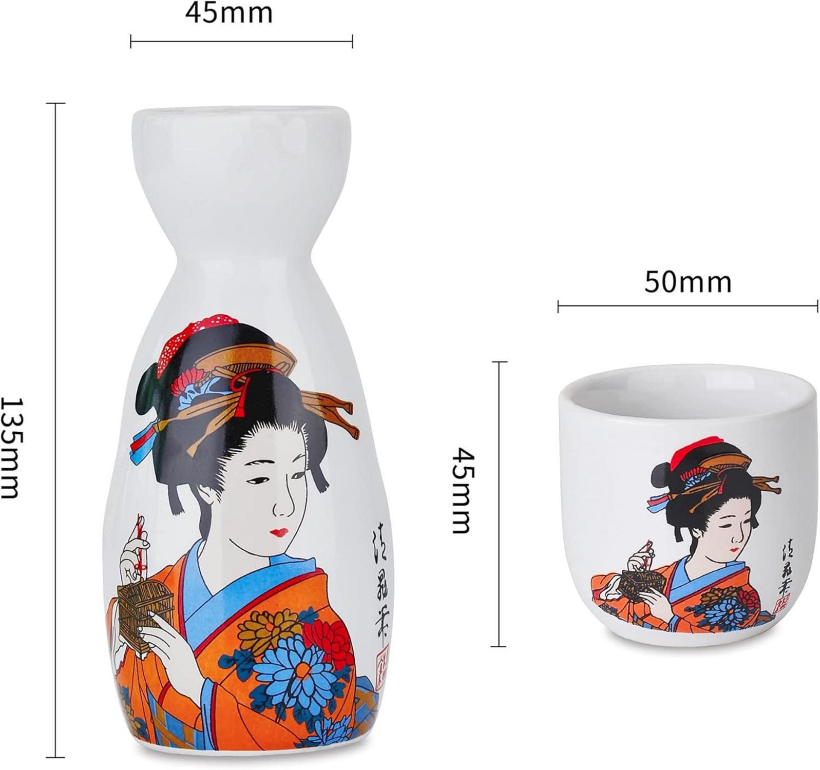 Japanisches Sake Set aus Steinzeug 5-teilig in Geschenkverpackung