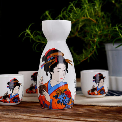 Japanisches Sake Set aus Steinzeug 5-teilig Geschenkverpackung