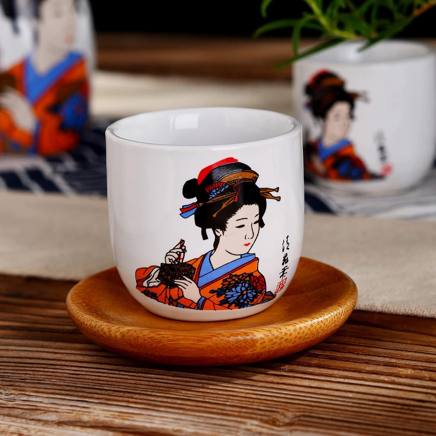 Japanisches Sake Set Steinzeug 5-tlg. 1 Flasche 4 Becher