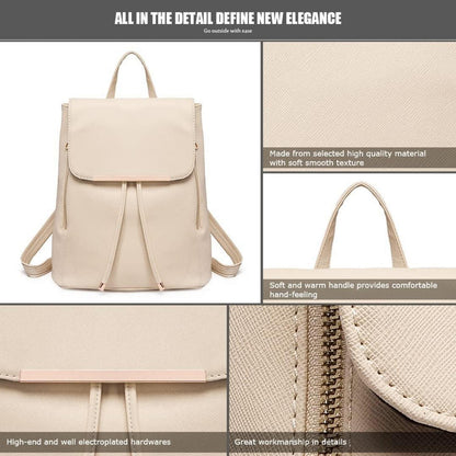 Miss Lulu Damen Rucksack Kunstleder Elegant Rolltop