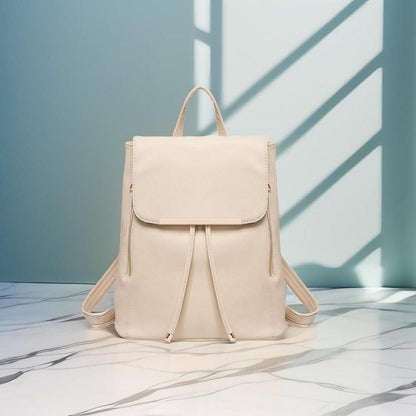 Damen Kunstleder Rolltop Rucksack Tunnelzug Cityrucksack