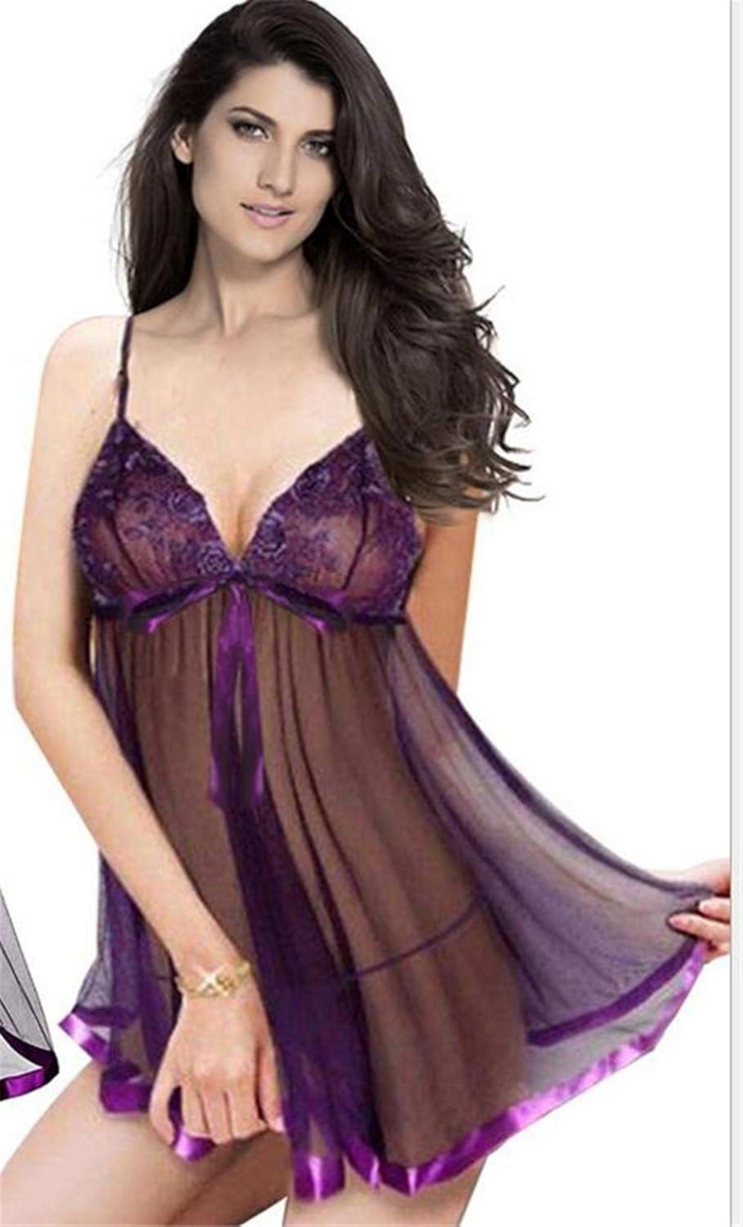 Boowhol Damen Sexy Spitze Reizwäsche Negligee Übergröße