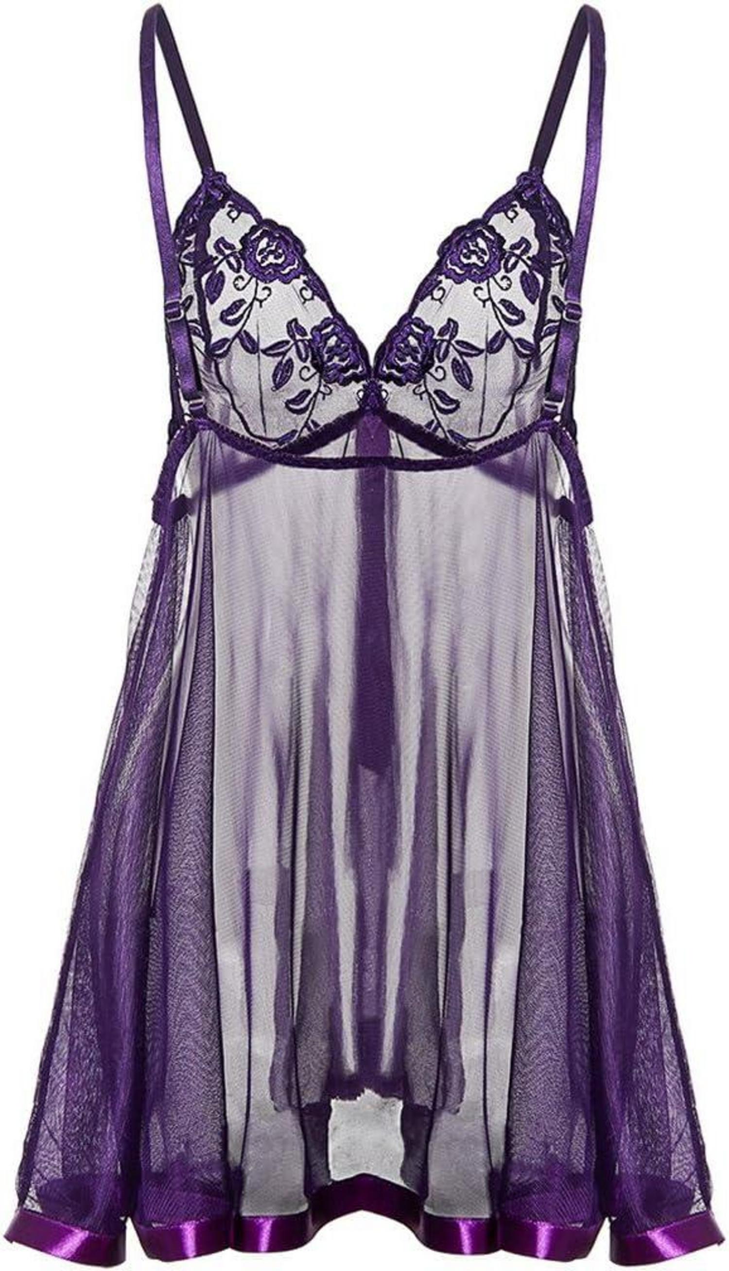 Sexy Spitzen-Negligee mit G-String, Übergröße