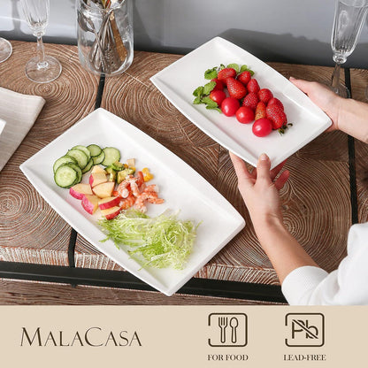 Porzellan Teller Set Flach Cremeweiß 13,25/11 Zoll