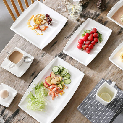 Porzellan Teller Set Flach Cremeweiß 13,25/11 Zoll