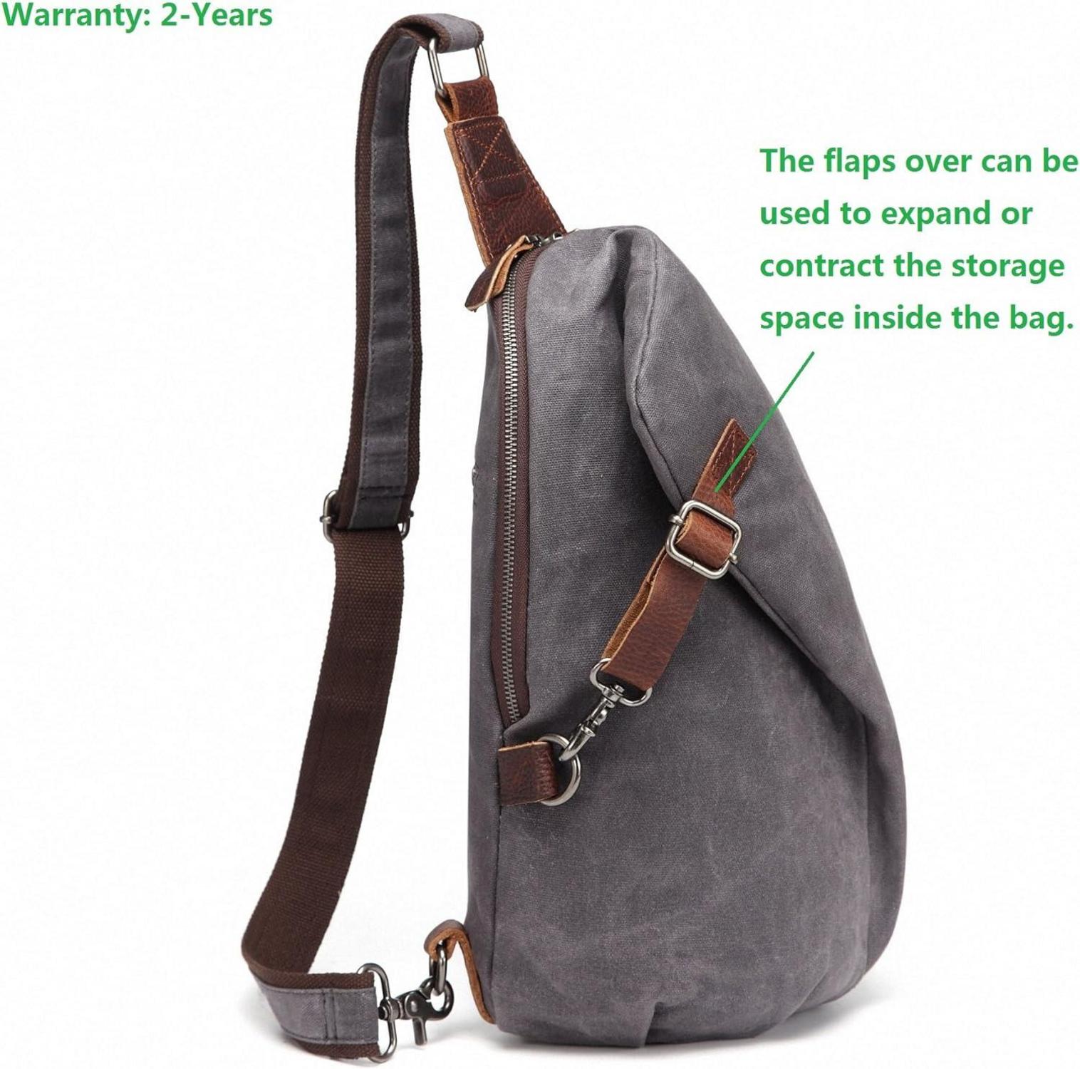 Canvas Sling Rucksack Wasserdicht Damen Herren Umhängetasche
