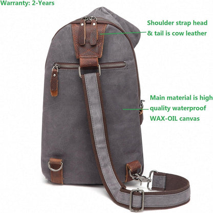 Sling Rucksack Wasserdicht Canvas Damen Herren Umhängetasche