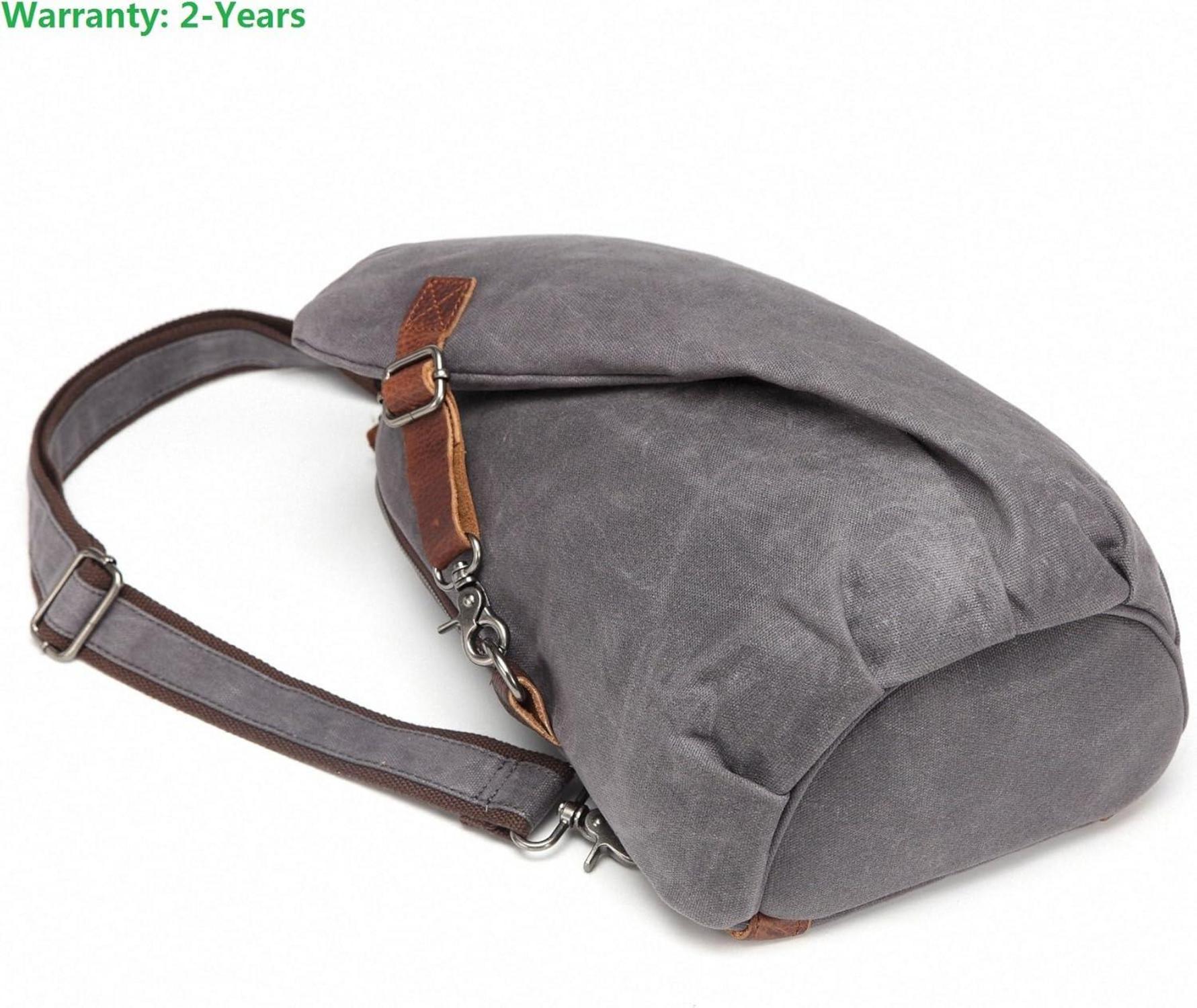 AOTIAN Canvas Sling Rucksack Wasserdicht Schultertasche Grau