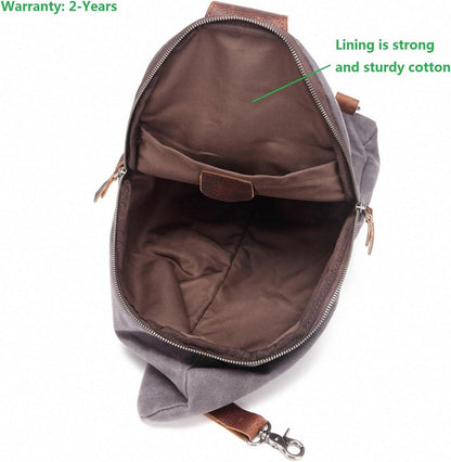 Wasserdichter Sling Rucksack Canvas Damen Herren Umhängetasche Grau