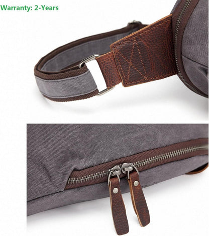 Wasserdichter Sling Rucksack Canvas Damen Herren Umhängetasche Grau