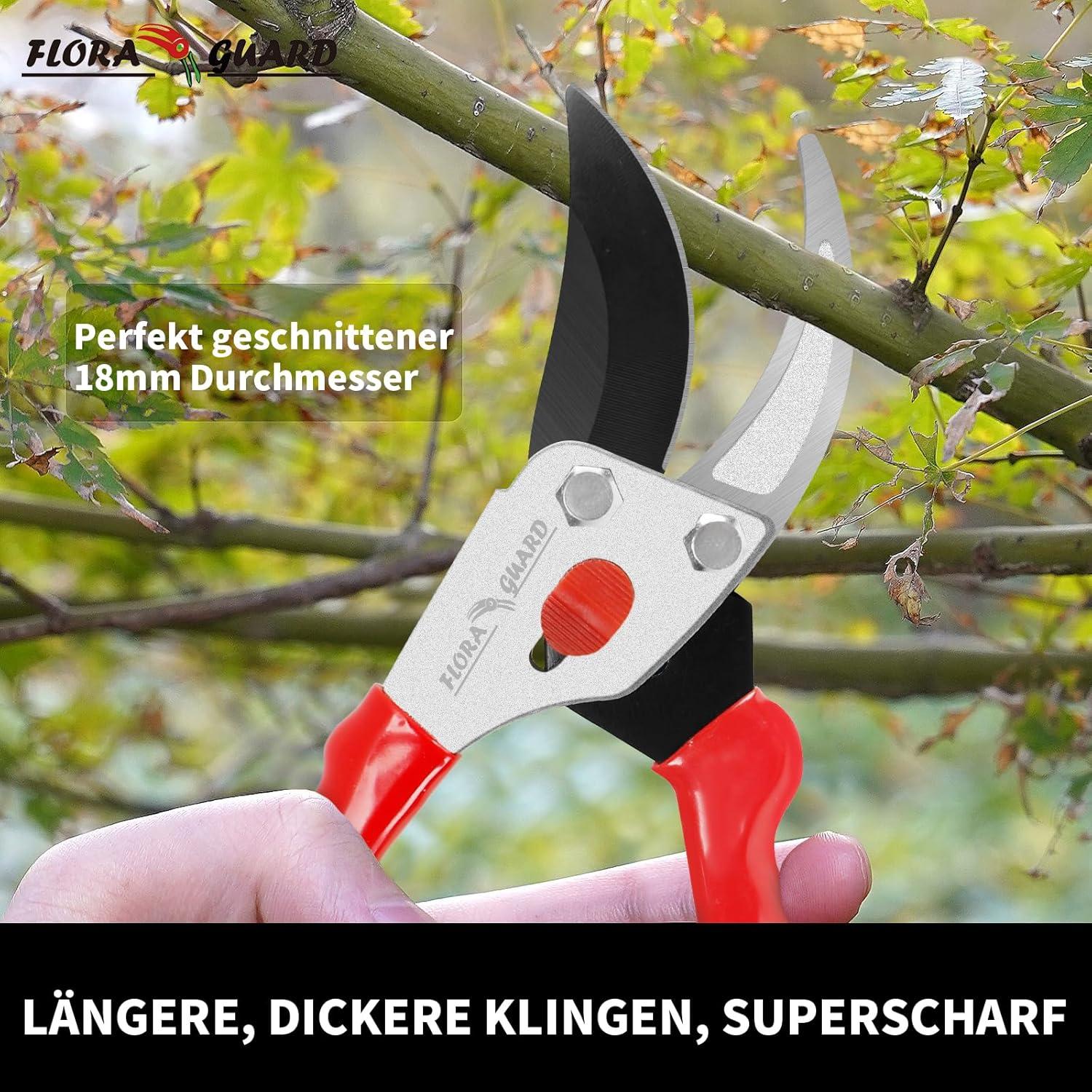 FLORA GUARD Gartenschere 6,35 cm extra lange SK5 Klinge 18mm