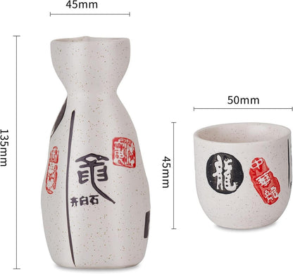 Japanisches Sake Set aus Steinzeug 5-teilig in Geschenkverpackung