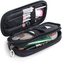 Make-up-Tasche mit Spiegel und Pinsel-Organizer - Schwarz
