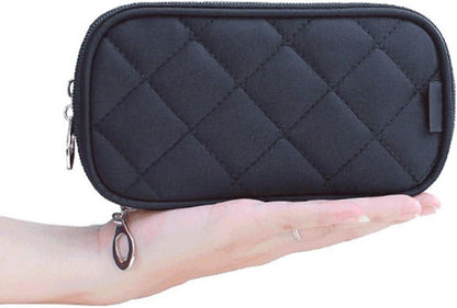 Make-up-Tasche mit Spiegel und Pinsel-Organizer - Schwarz