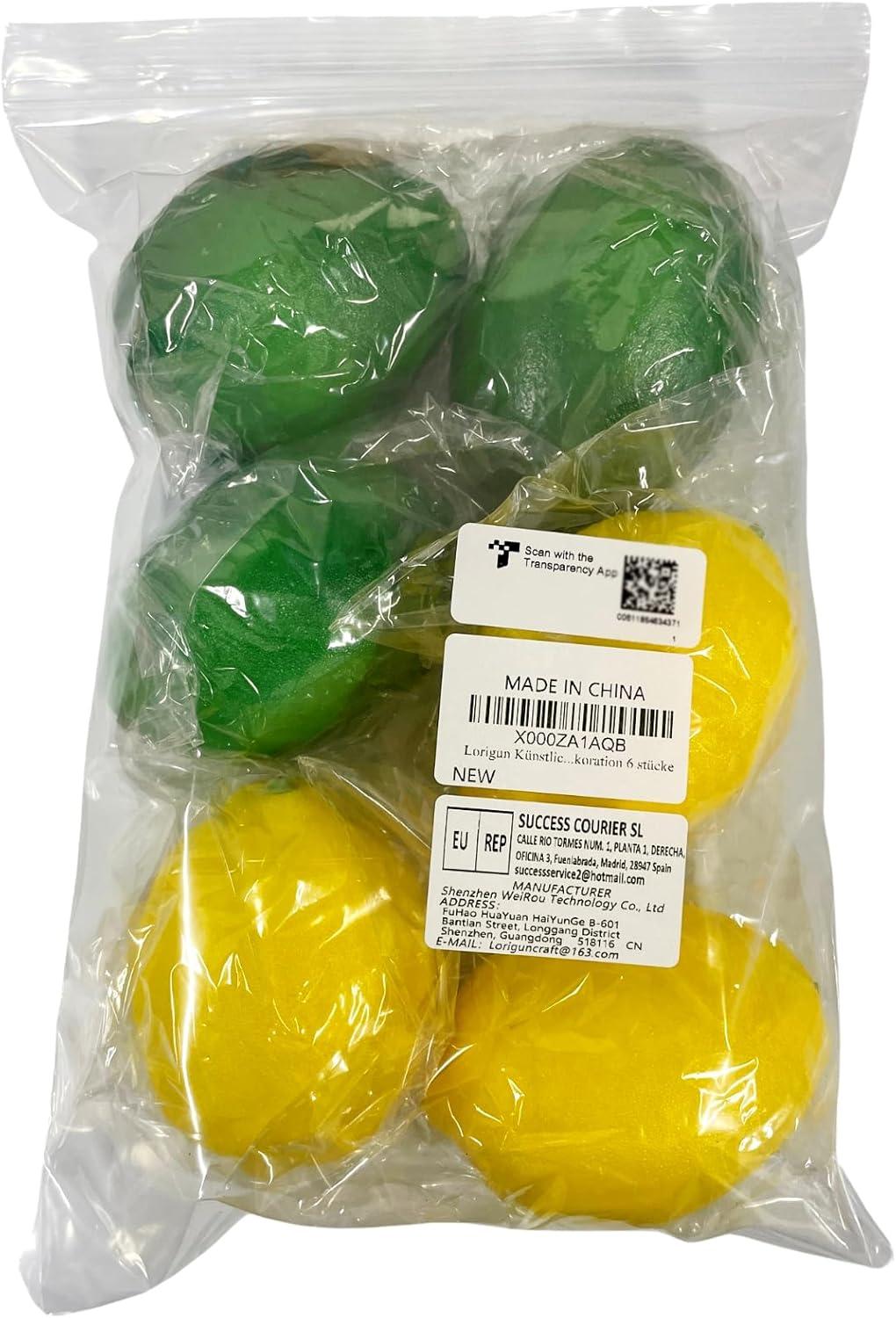 Künstliche Zitronen Simulation Gelb Grün Obst Deko 6er Set