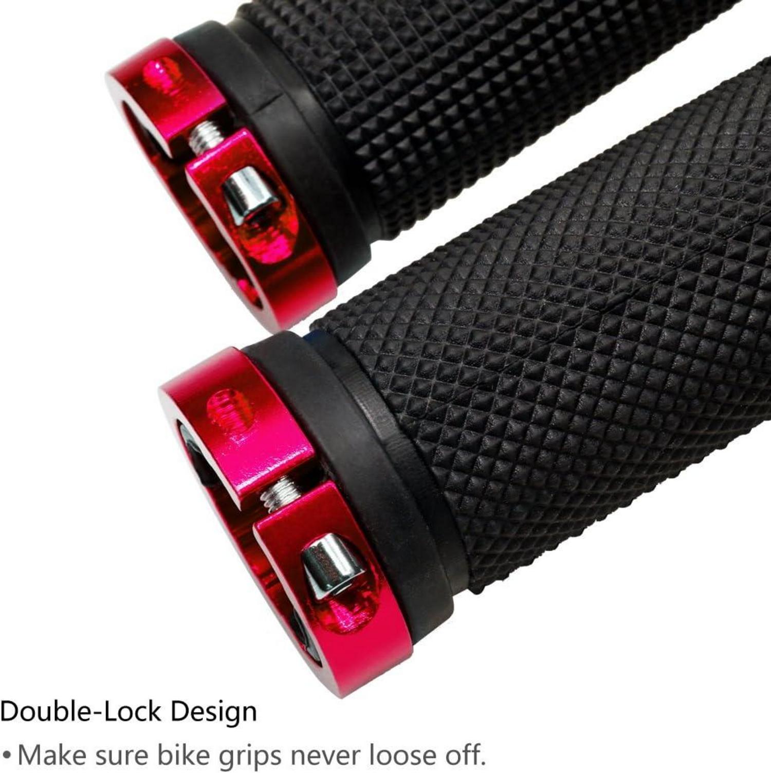 LYCAON Fahrradlenker Griffe rutschfest Gummi Aluminium Lock Rot