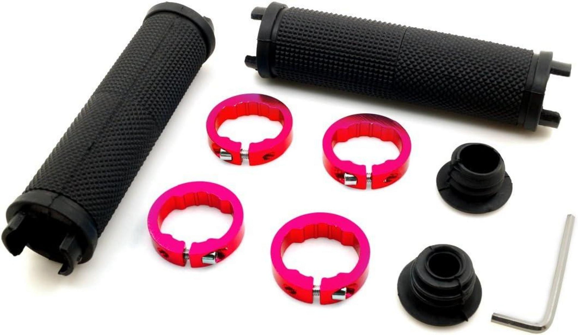 LYCAON Fahrradlenker Griffe rutschfest Gummi Aluminium Lock Rot