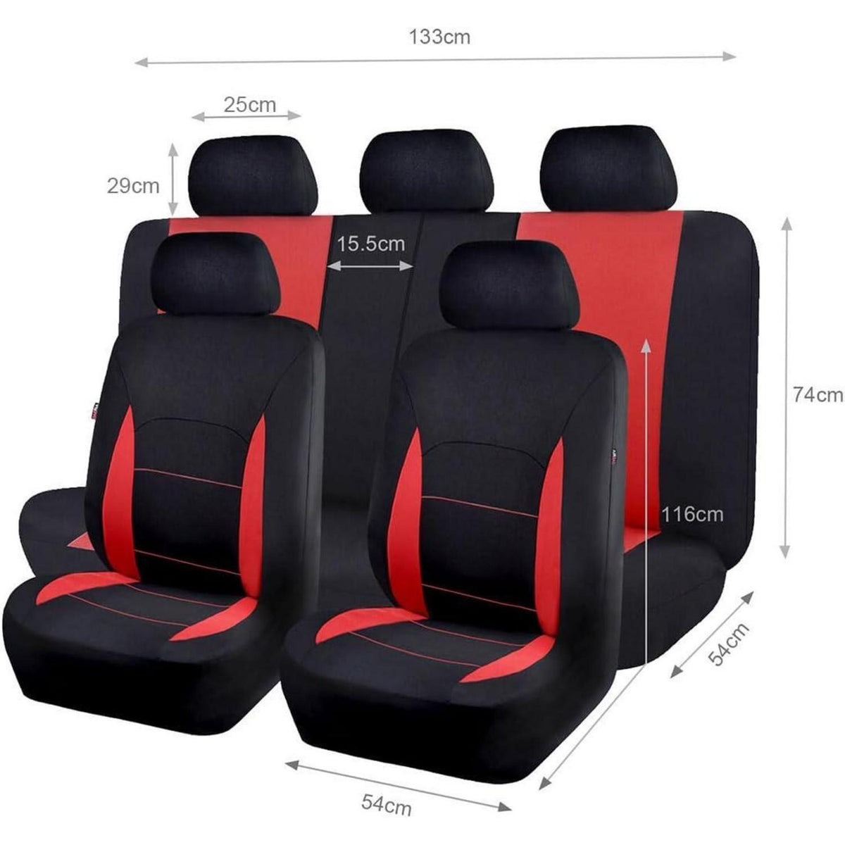Auto Sitzbezüge Universal Set Rot Schwarz