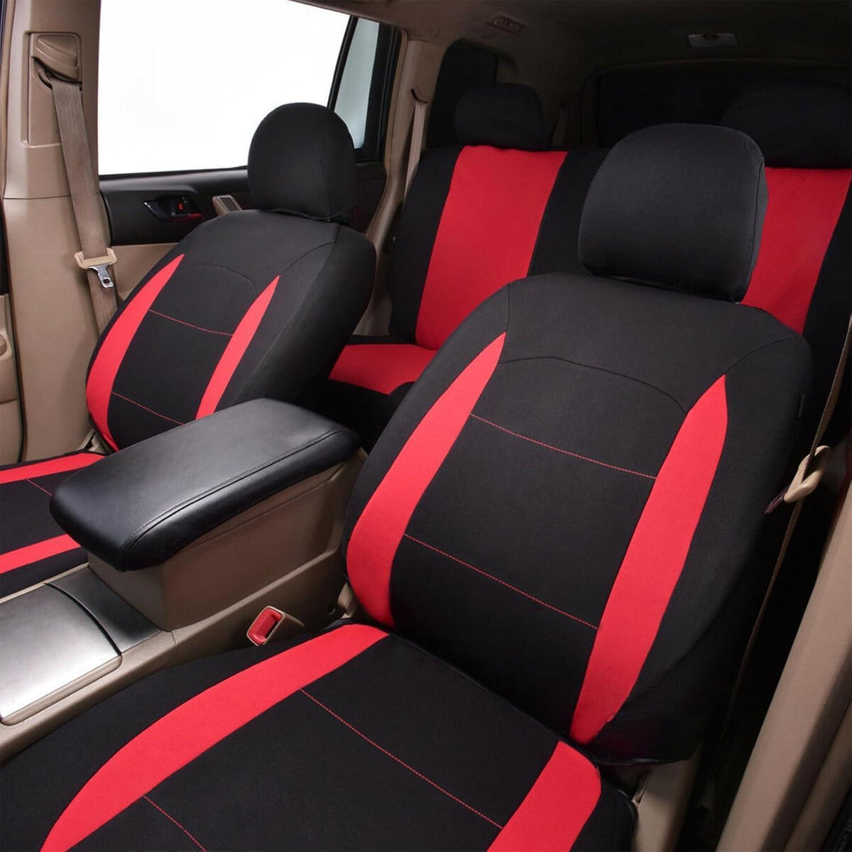 Auto Sitzbezüge Universal Set Rot Schwarz