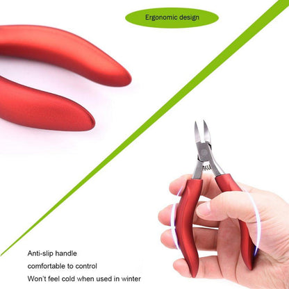 BEZOX Nagelzange Kopfschneider Nagelschere für dicke und eingewachsene Nägel - Edelstahl, weicher Griff, Metallbox