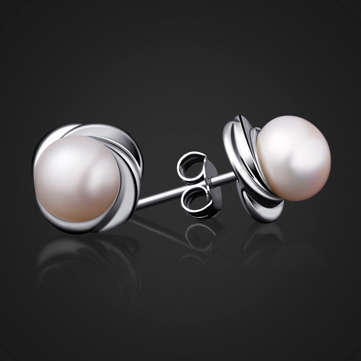 Perlen Ohrringe 925 Sterling Silber Damen Ohrstecker Zuchtperle