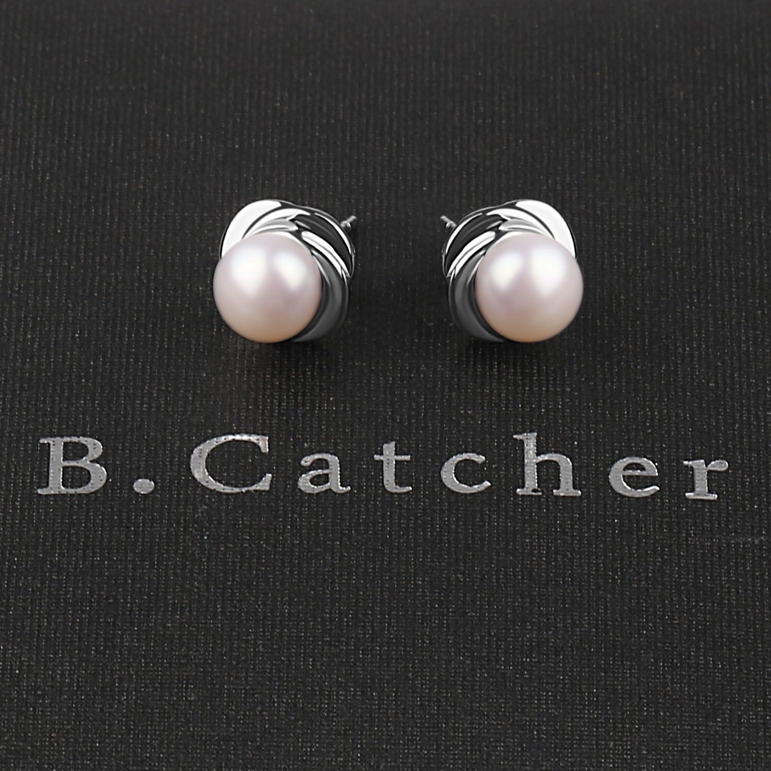 Perlen Ohrringe Damen 925 Sterling Silber Ohrstecker Süßwasser Zuchtperle