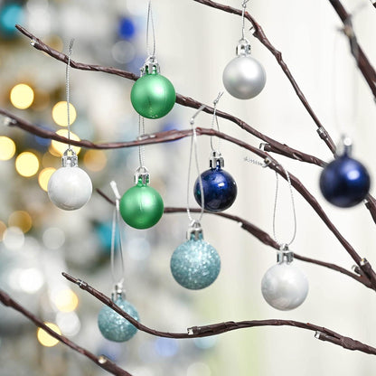 49x Weihnachtskugeln 3cm Blau Grün Silber Glänzend Matt Bruchfest