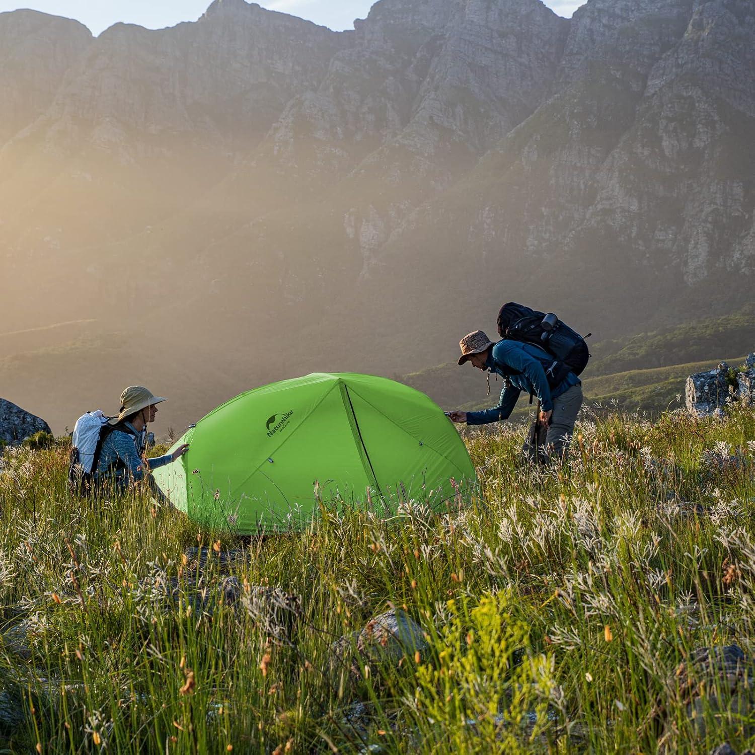 Naturehike Leichtes 2 Personen Zelt Doppelschichten Aluminium Camping 20D Grün