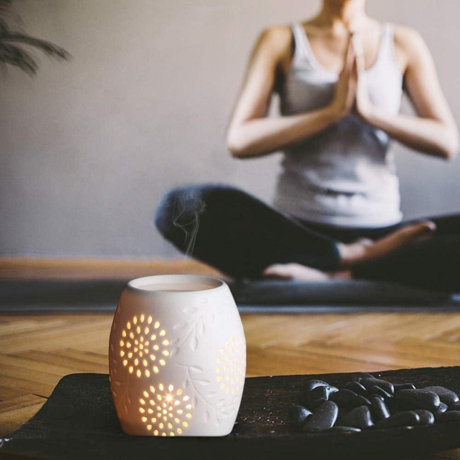 Aromalampe Teelichthalter Duftlampe Keramik weiß Candle Löffel Aroma