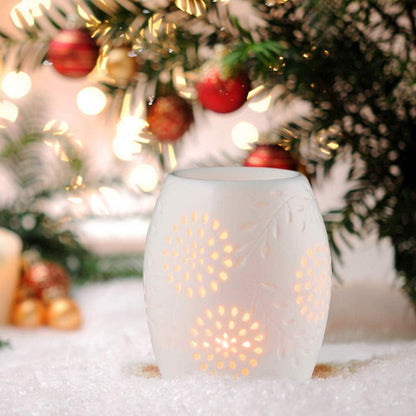 Ecoco Aromalampe Teelichthalter Keramik weiß Duftlampe Candle Löffel Diffuser