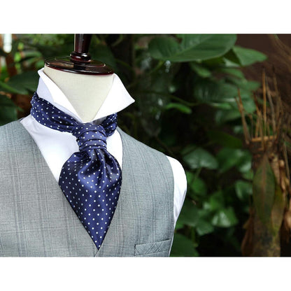 Herren Krawattenschal & Einstecktuch Set, Paisley Jacquard, Navy Blau