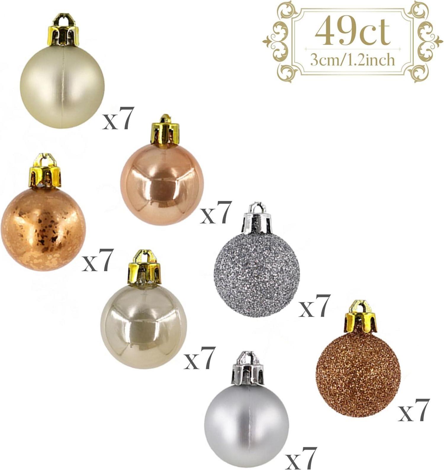 49er Weihnachtskugeln Set, Christbaumschmuck Bronze Glänzend Matt