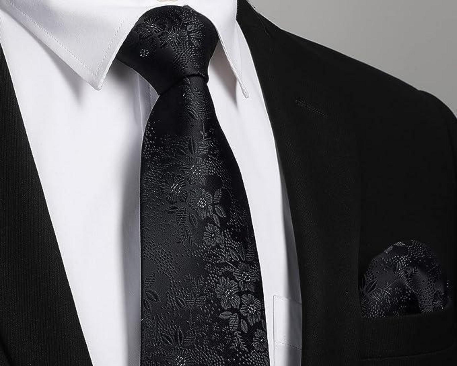 HISDERN Herren Lange Paisley Krawatte Einstecktuch Set