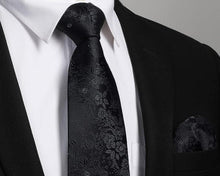 HISDERN Herren Lange Paisley Krawatte Einstecktuch Set