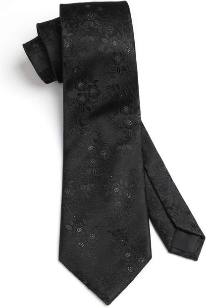 HISDERN Herren Krawatten Set Paisley Hochzeit Seidenkrawatte Einstecktuch