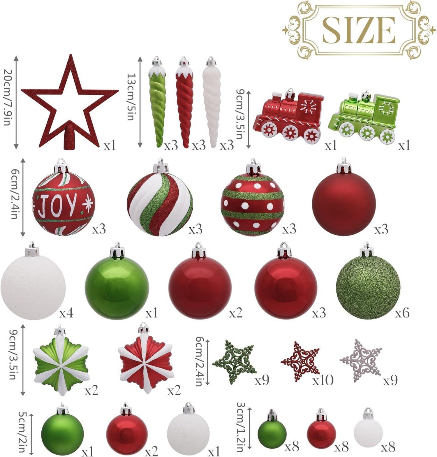 Weihnachtskugeln 100 TLG 3-20cm Kunststoff Christbaumkugeln