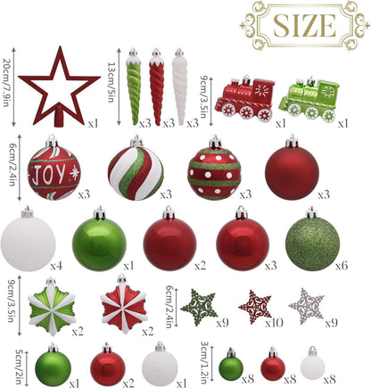 Weihnachtskugeln 100 TLG 3-20cm Kunststoff Christbaumkugeln