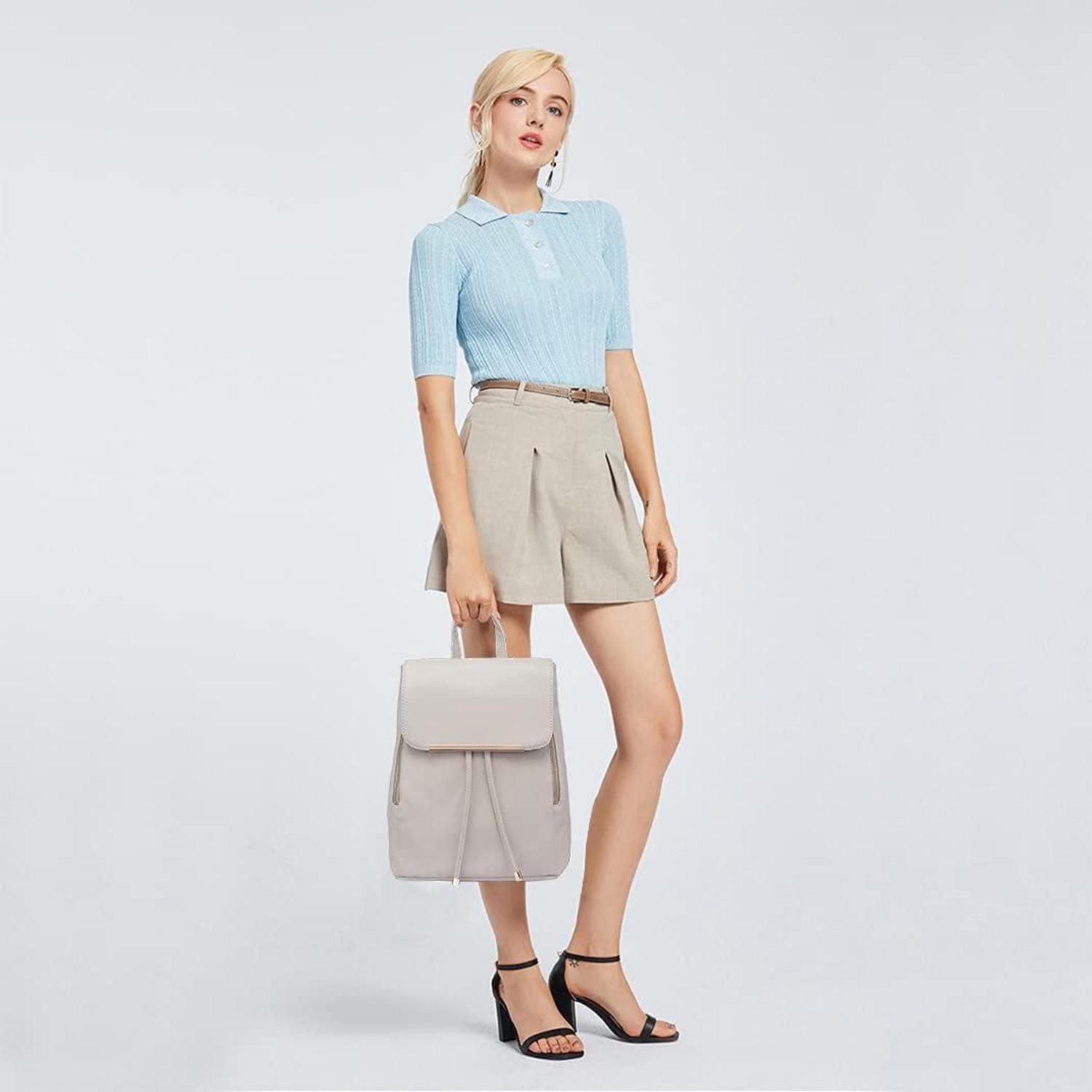 Eleganter Miss Lulu Damen Kunstleder Cityrucksack Tunnelzug