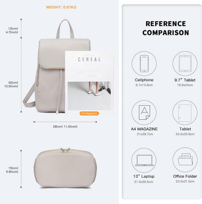 Damen Rucksack Kunstleder Elegant Rolltop Tunnelzug Cityrucksack