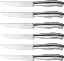 6-teiliges Steakmesser-Set mit Wellenschliff, 12 cm, Edelstahl