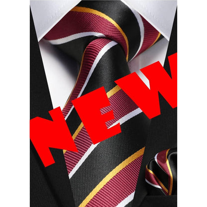 Herren Gestreifte Krawatte Hochzeit Einstecktuch Set Rot