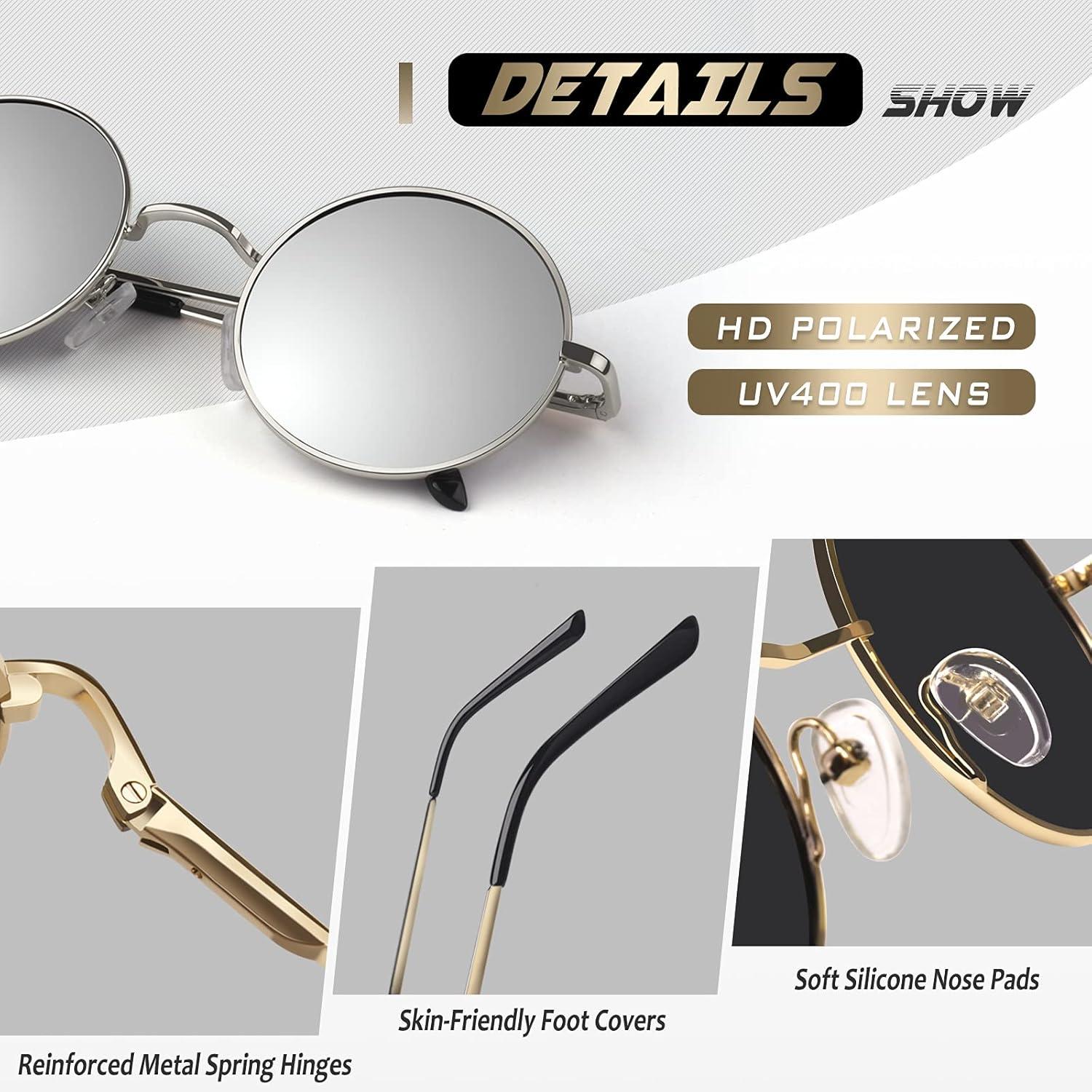 CGID Retro Sonnenbrille Rund Hippie Polarisiert UV400 Metallrahmen