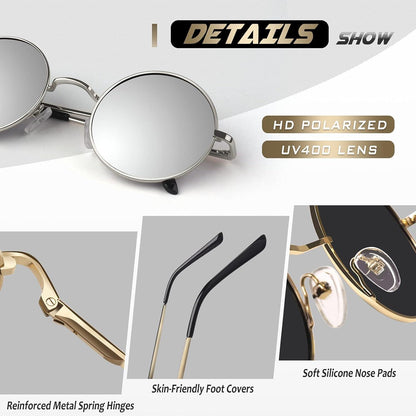 CGID Retro Sonnenbrille Rund Hippie Polarisiert UV400 Metallrahmen