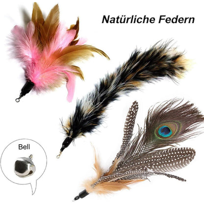 MAIYADUO Katzenspielzeug Feder Natur Glocke 5 Feder