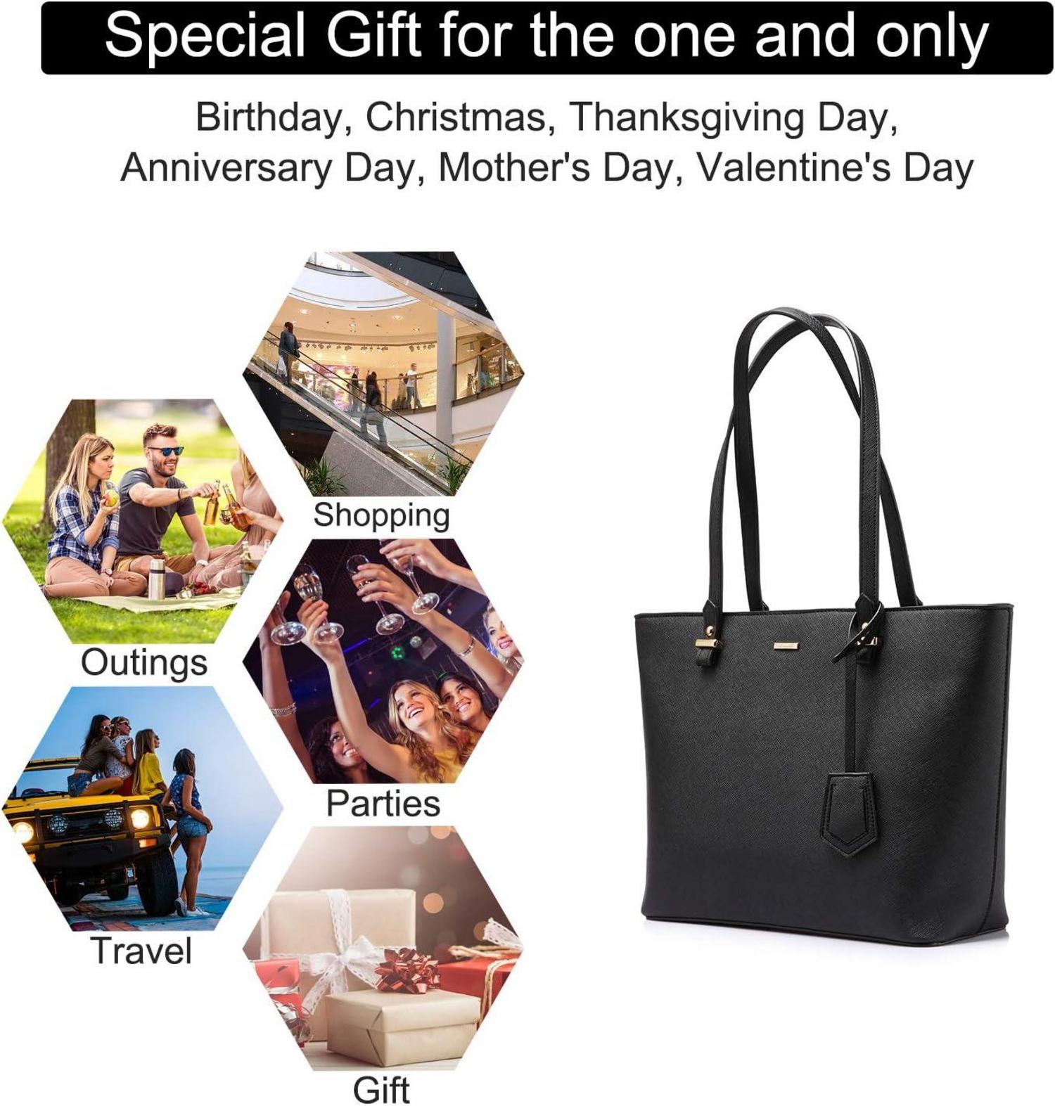 Handtasche Damen Blau Leder 3-teiliges Set groß Tote Büro Schule Reise