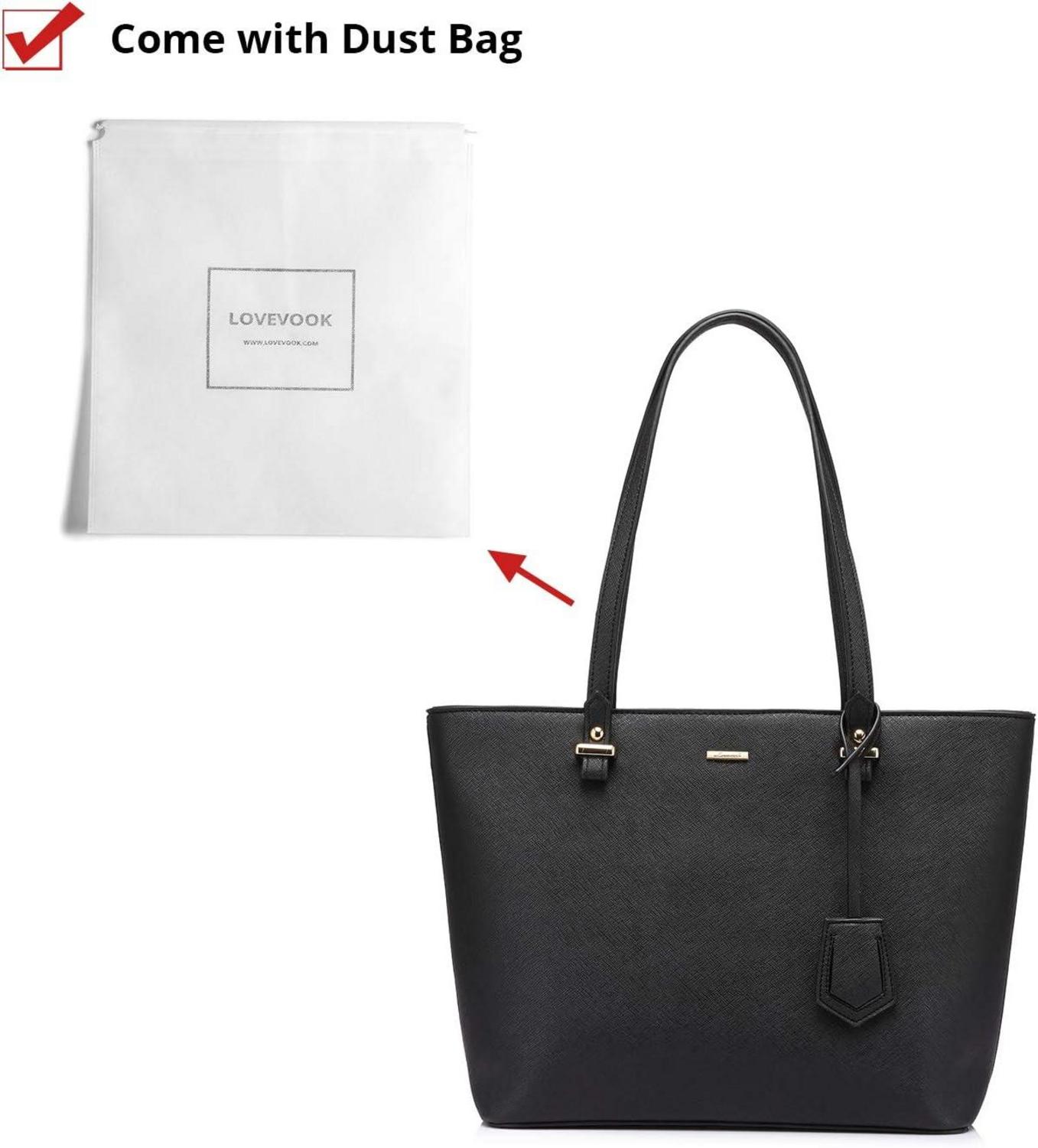 LOVEVOOK Damen Handtasche Set Blau Schwarz Leder Groß 3-teiliges Set