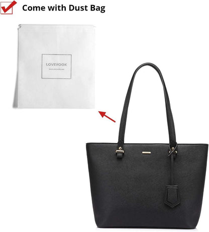 LOVEVOOK Damen Handtasche Set Blau Schwarz Leder Groß 3-teiliges Set