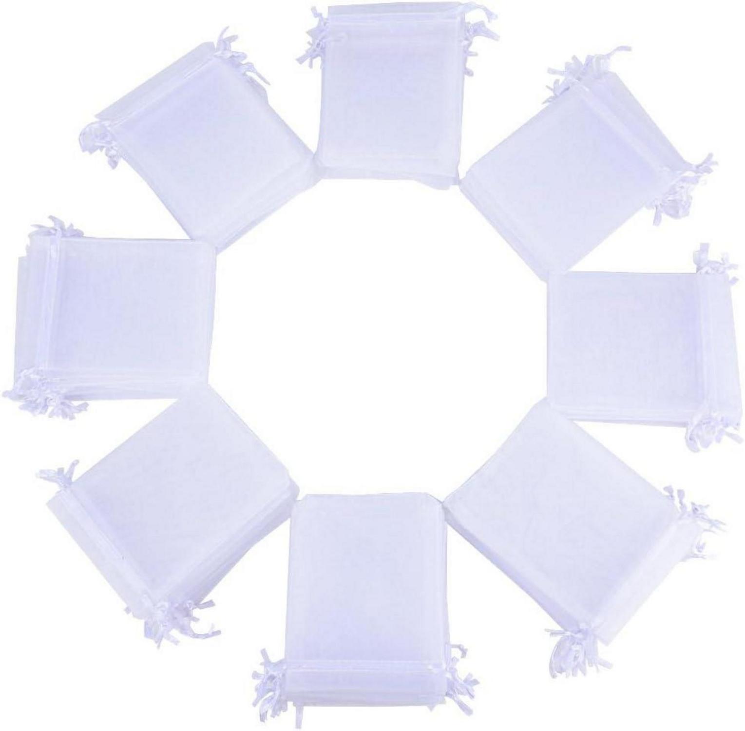 100x Organzabeutel transparent weiß für Geschenke Hochzeit Party